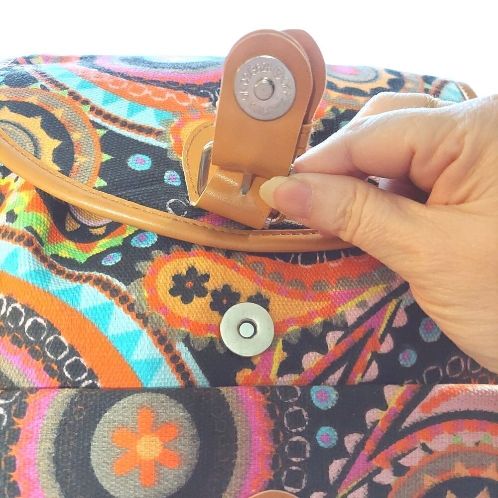 Multicolor Boho Paisley Print Drawstring Backpack - Picture 7 of 9